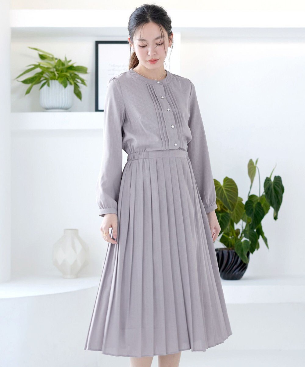 Tiaclasse パールボタンプリーツワンピース 