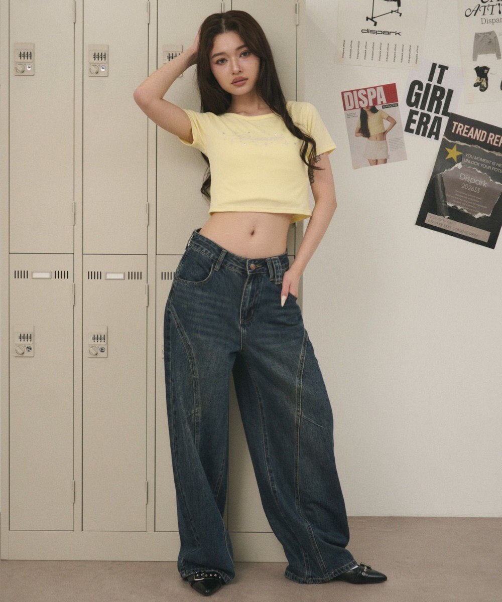 WEGO ロゴスタッズクロップドT 