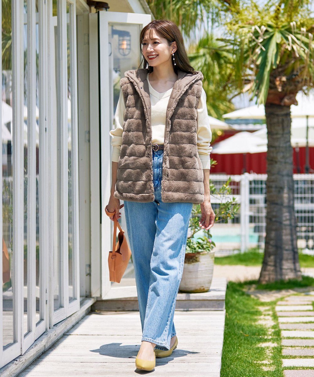 Tiaclasse 【2WAY】着回し自由のリバーシブルキルトフェイクファーベスト 