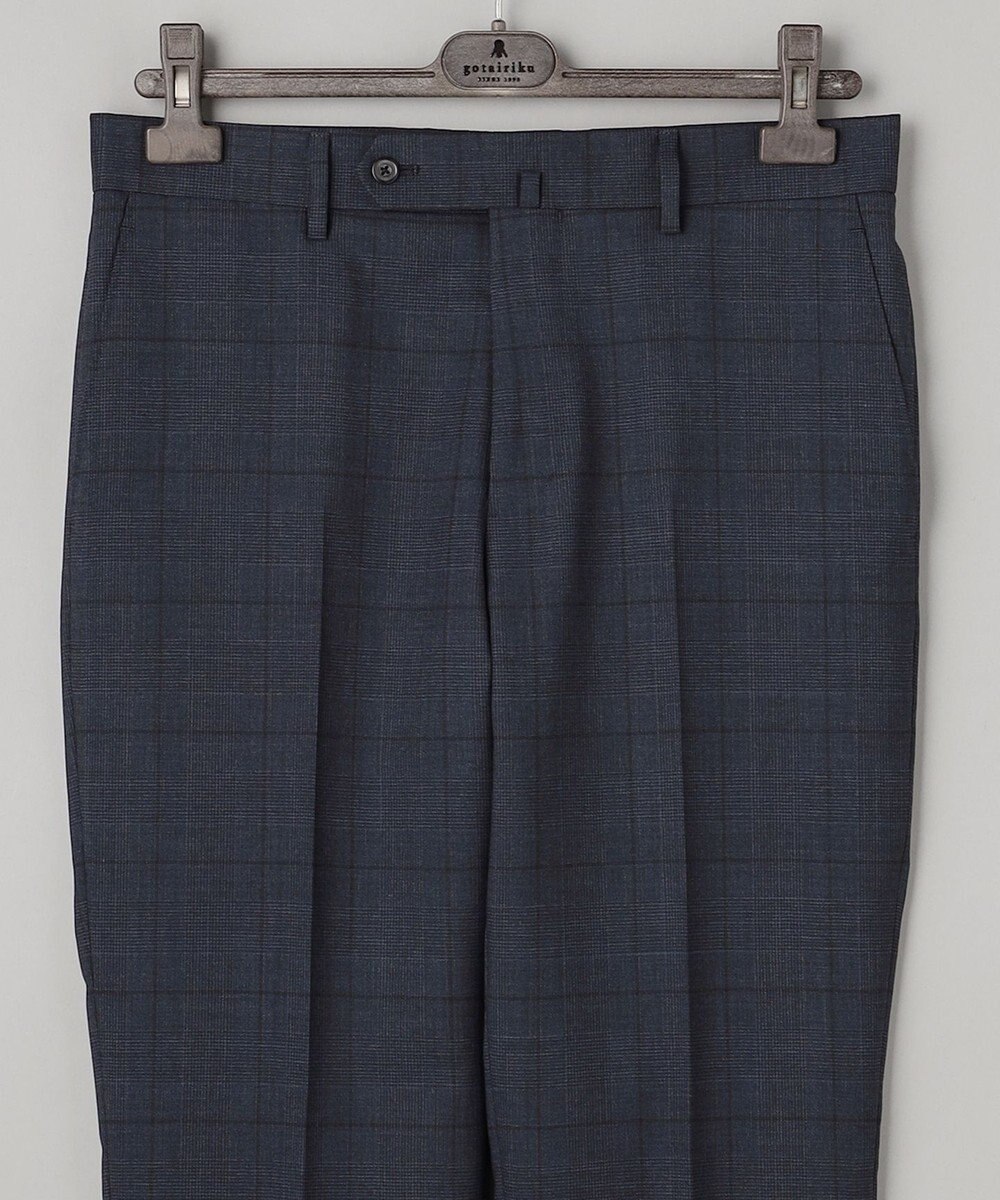 GOTAIRIKU シワになりにくい【御幸毛織/みゆきけおり】DRYSPINNER 平織スーツ_ネイビー格子 