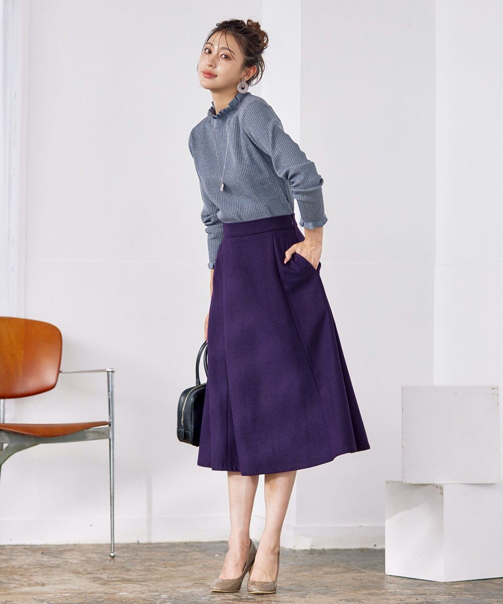 Tiaclasse 【洗える】ウール調フレアスカート 