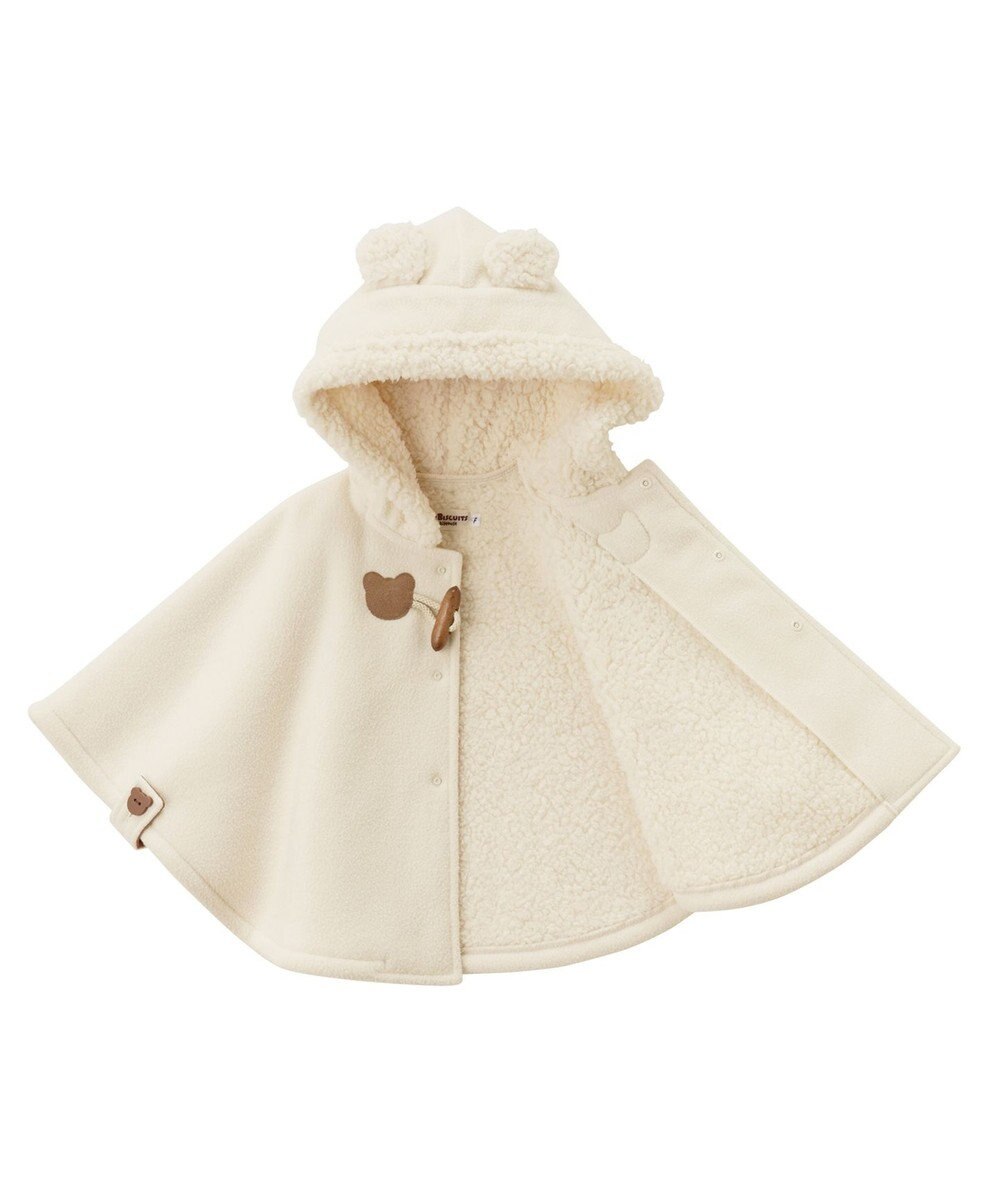 MIKI HOUSE HOT BISCUITS 【70-90cm】 お耳付きボアフリース ダッフルマント 