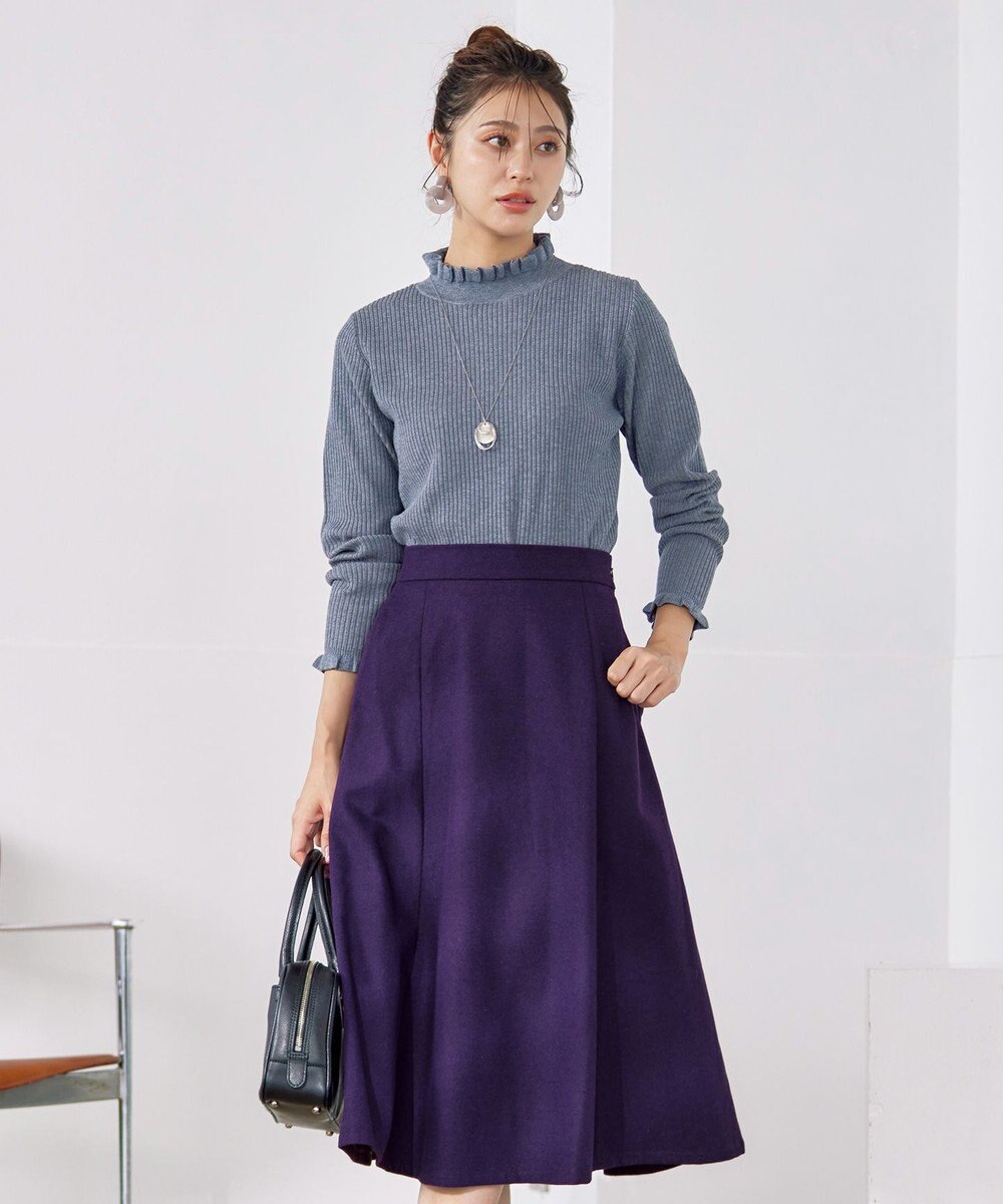 Tiaclasse 【洗える】ウール調フレアスカート 