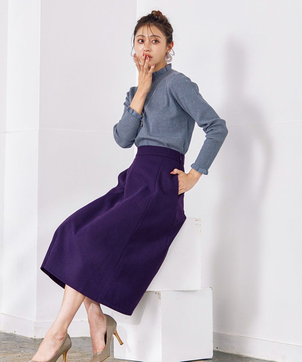 Tiaclasse 【洗える】ウール調フレアスカート 