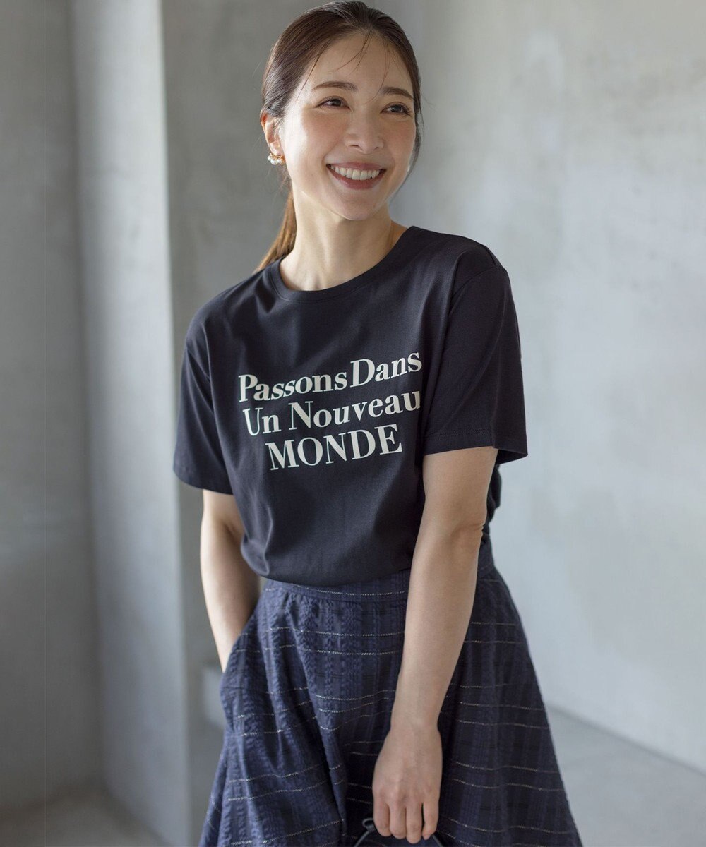 組曲 S 【綿100％】フロッキープリント Ｔシャツ 