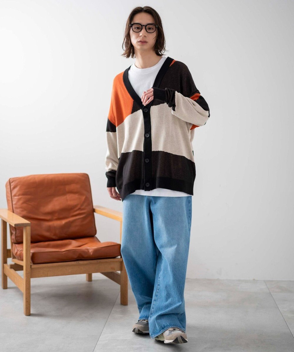 WEGO 【ユニセックス着用ITEM】オーバーフィットドライタッチパターンカーディガン 