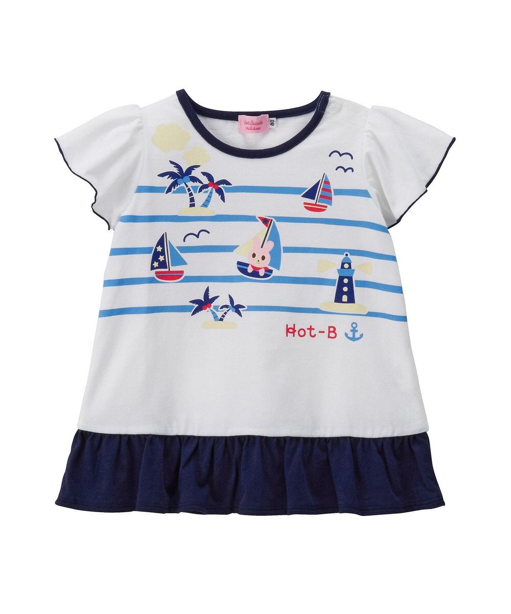 MIKI HOUSE HOT BISCUITS 【80-90cm】ヨットでバカンスＴシャツ 