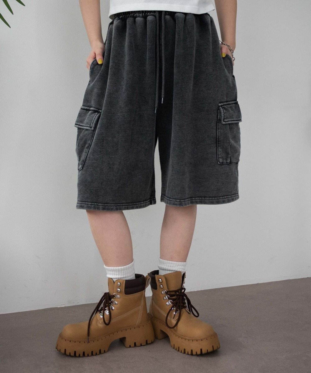 WEGO 【ウエストゴム】スウェットカーゴハーフパンツ 