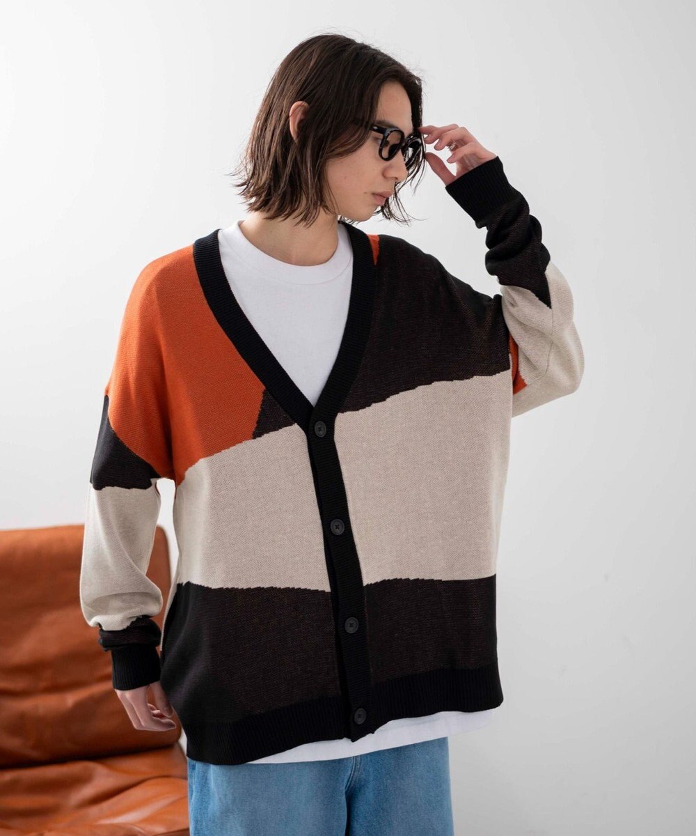 WEGO 【ユニセックス着用ITEM】オーバーフィットドライタッチパターンカーディガン 