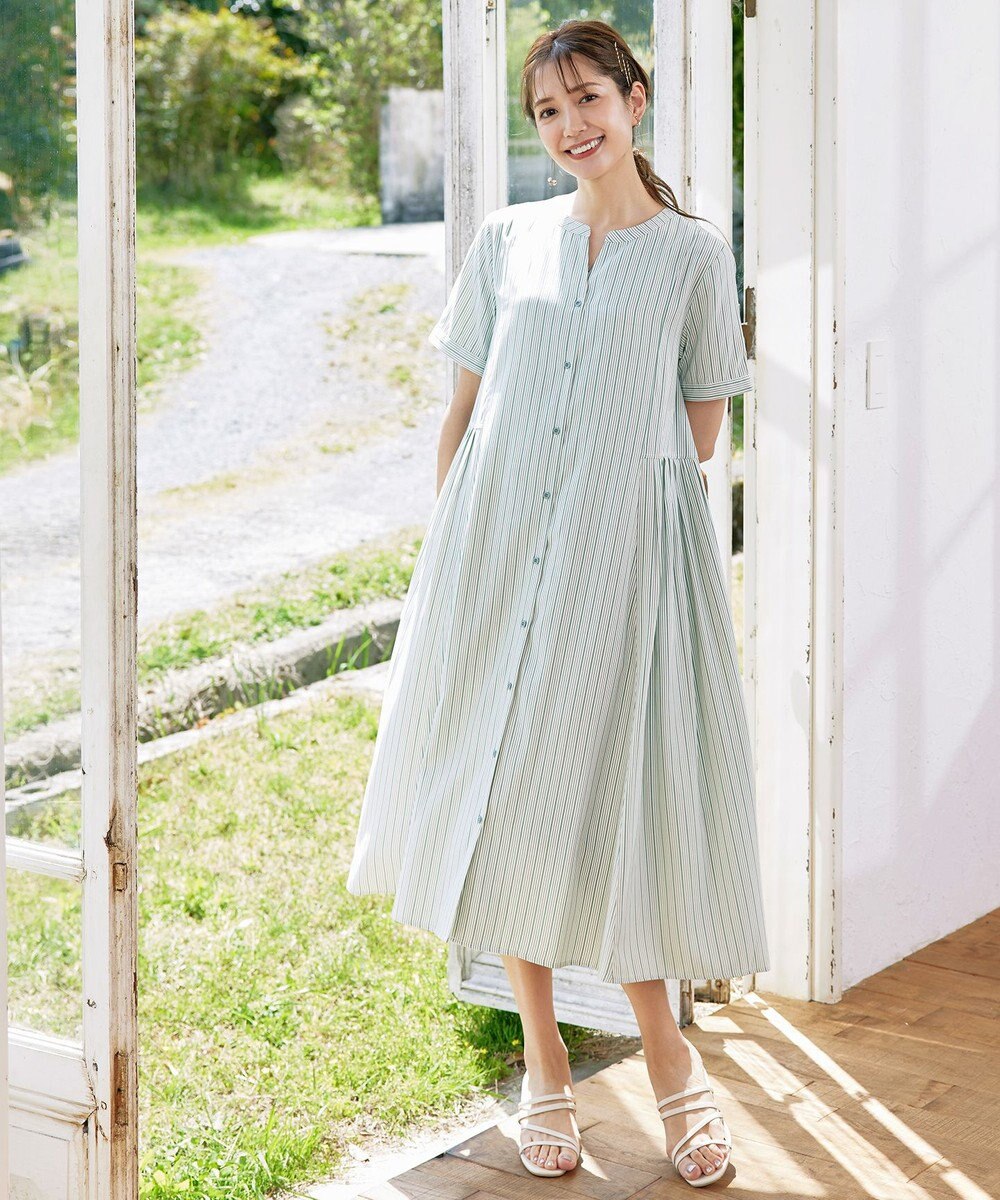 Tiaclasse 【洗える】サイドタックスキッパーシャツワンピース 