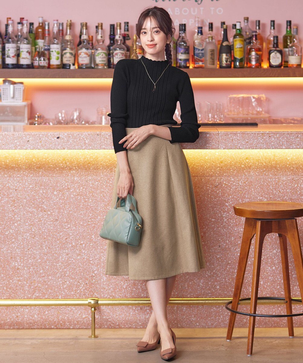 Tiaclasse 【洗える】ウール調フレアスカート 