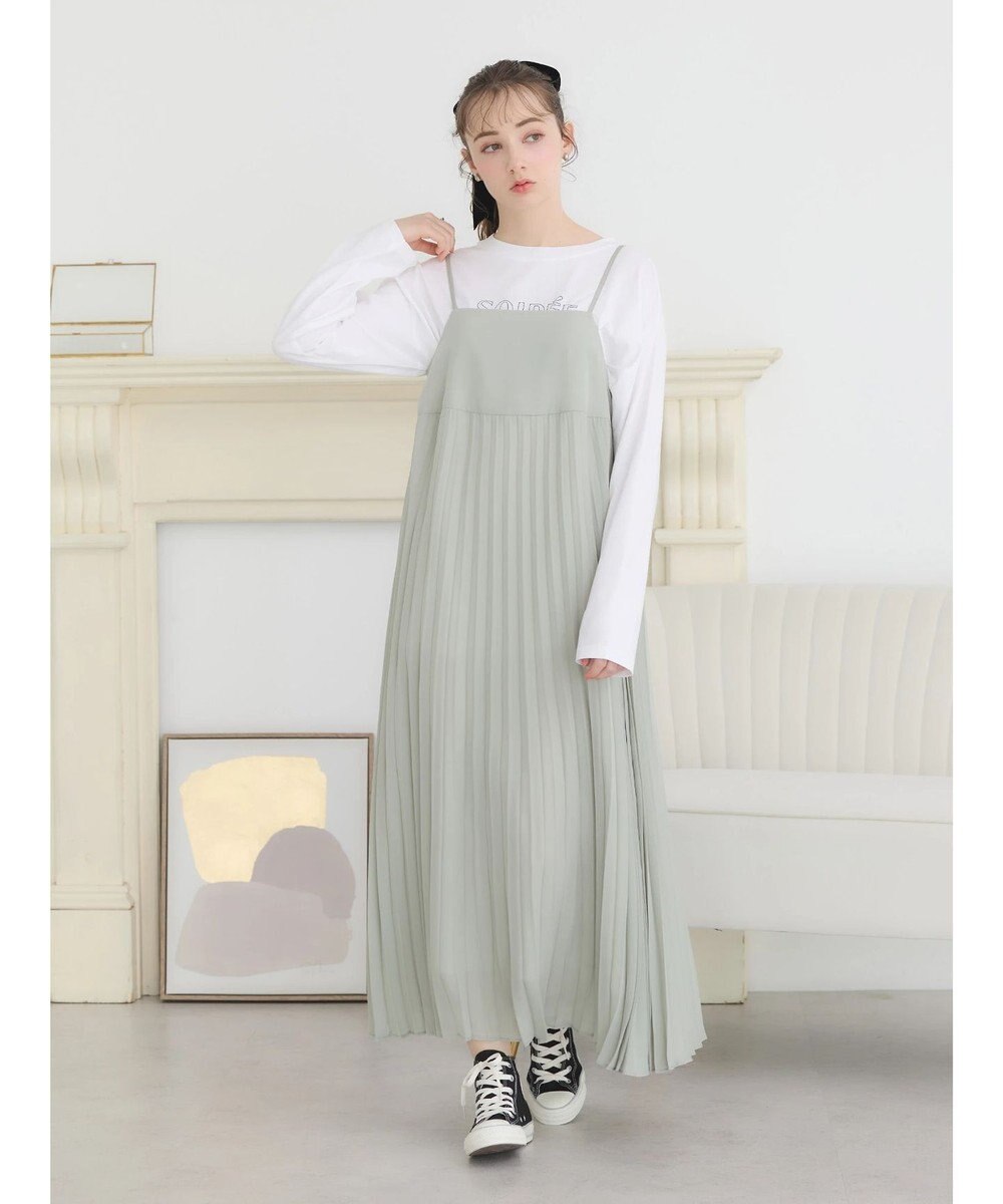 earth music&ecology ＳＥＴ２点　オーガンジー刺繍＋プリーツワンピース 