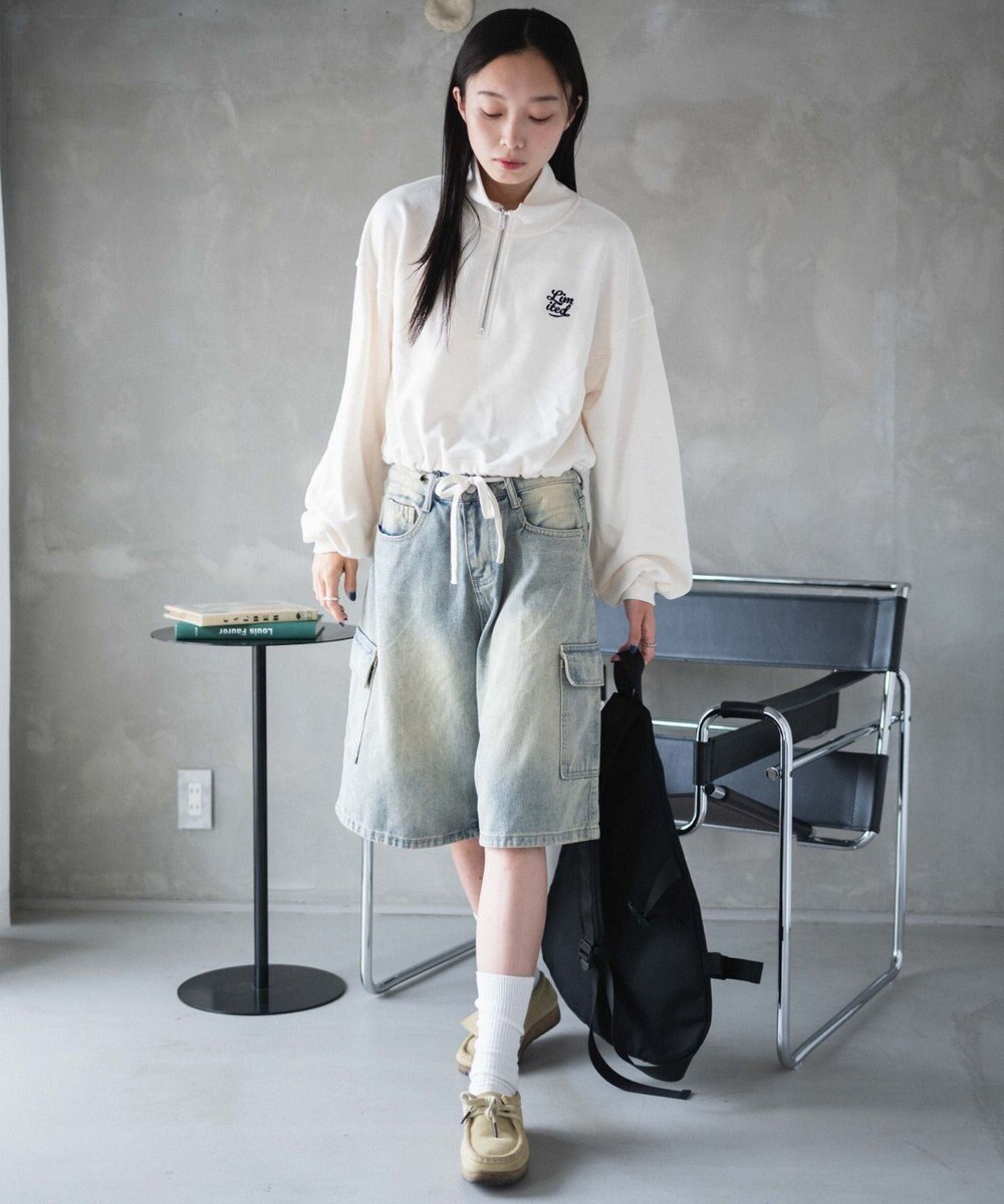 WEGO 【新色追加】ドロストデザインハーフZIPスウェット 