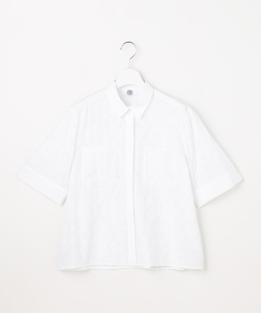 J.PRESS LADIES L 【一枚で着映え】エンブロイダリー ボクシーシャツ 