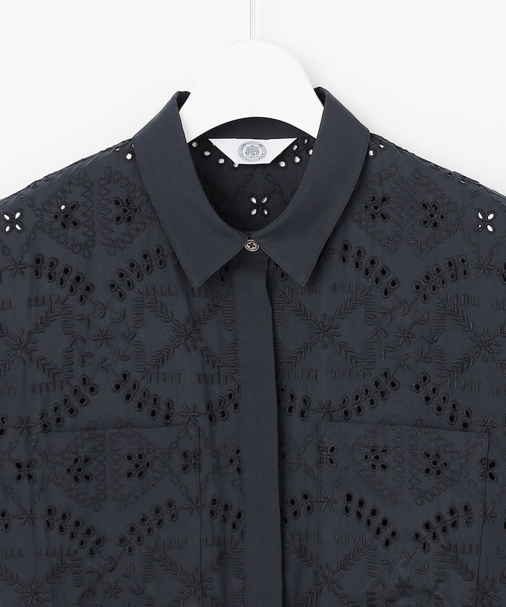 J.PRESS LADIES L 【一枚で着映え】エンブロイダリー ボクシーシャツ 