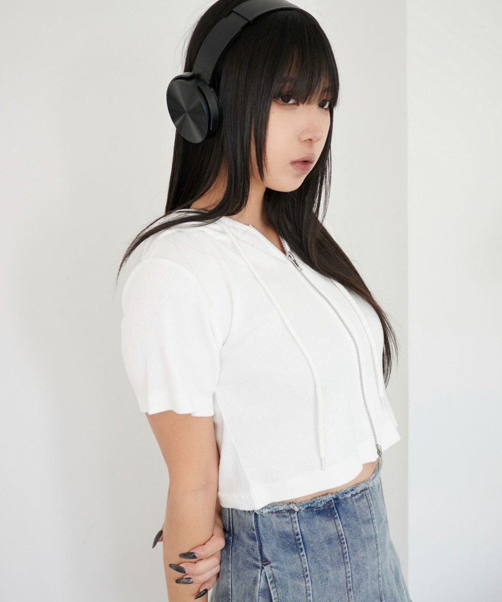 WEGO リブハンソデジップパーカー 