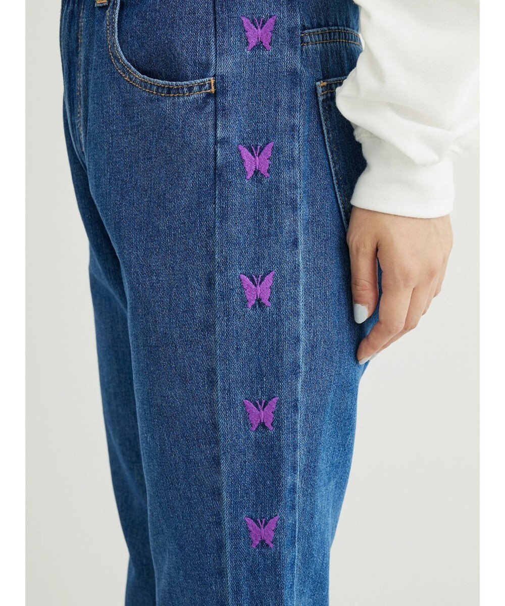 Green Parks ・Ｄｏｕｂｌｅ　Ｆｌａｇｓ　チョウチョ刺繍フレアデニム 