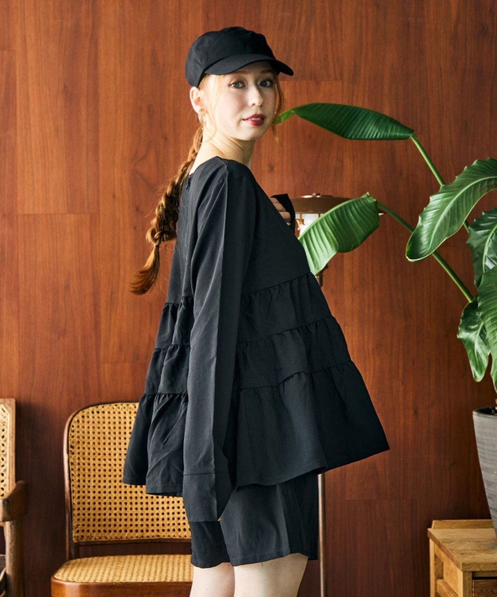 San-ai Resort（三愛水着楽園） 【WEB限定】5点セット キャップ付きUVカットタンキニ+ティアードラッシュセット水着【BeachQueen(ビーチクイーン）】 