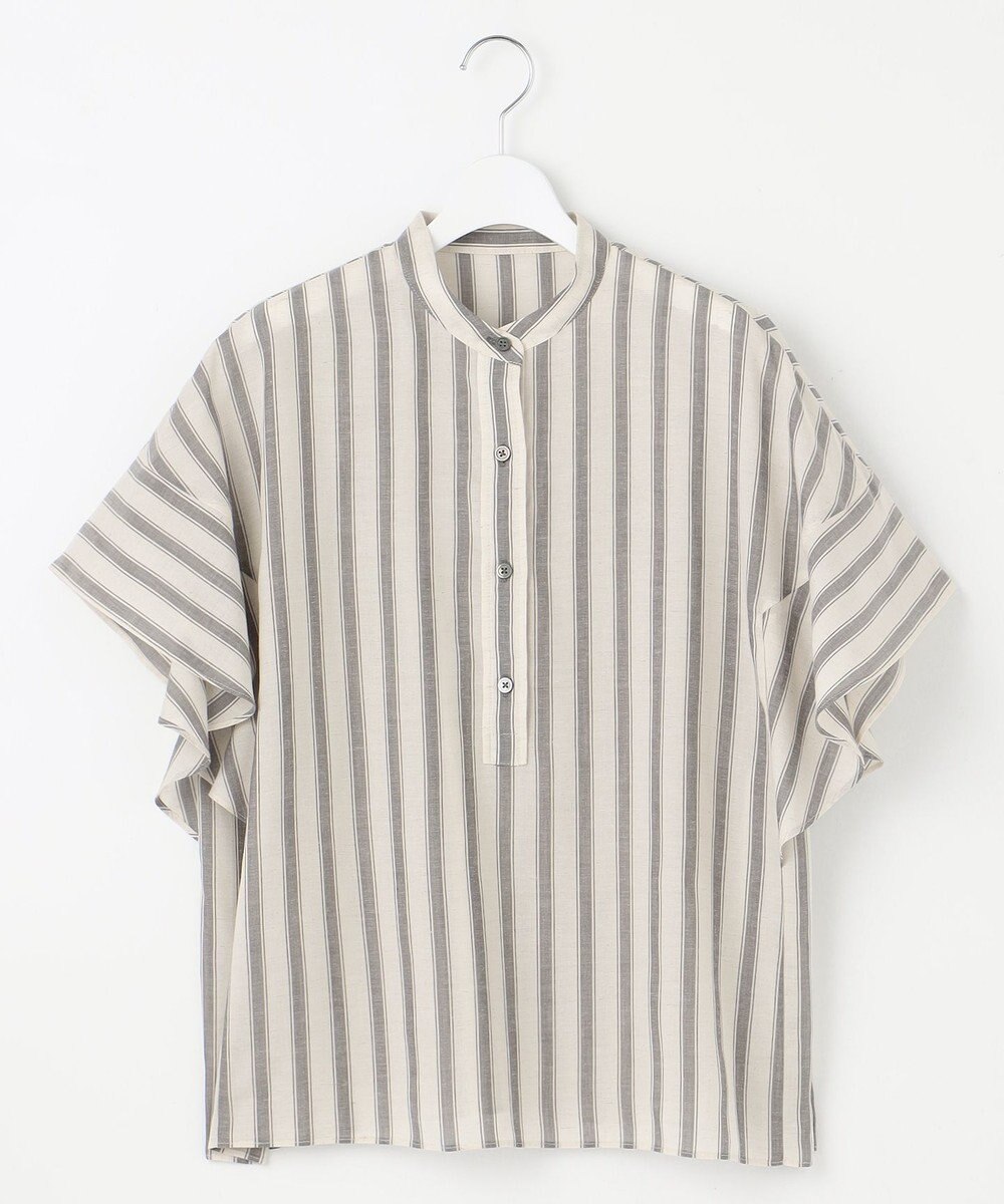 自由区 L 【洗える】テンセルリネンデザイン ブラウス 