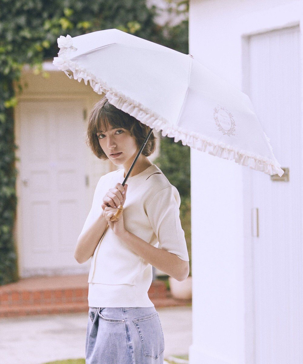 Maison de FLEUR 《晴雨兼用》遮光&UV CUT フリル折りたたみ傘 