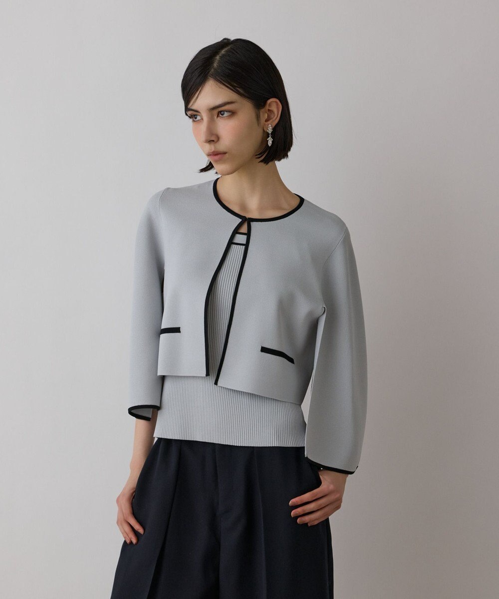 GRACE CONTINENTAL バイカラースリットニットカーディガン 