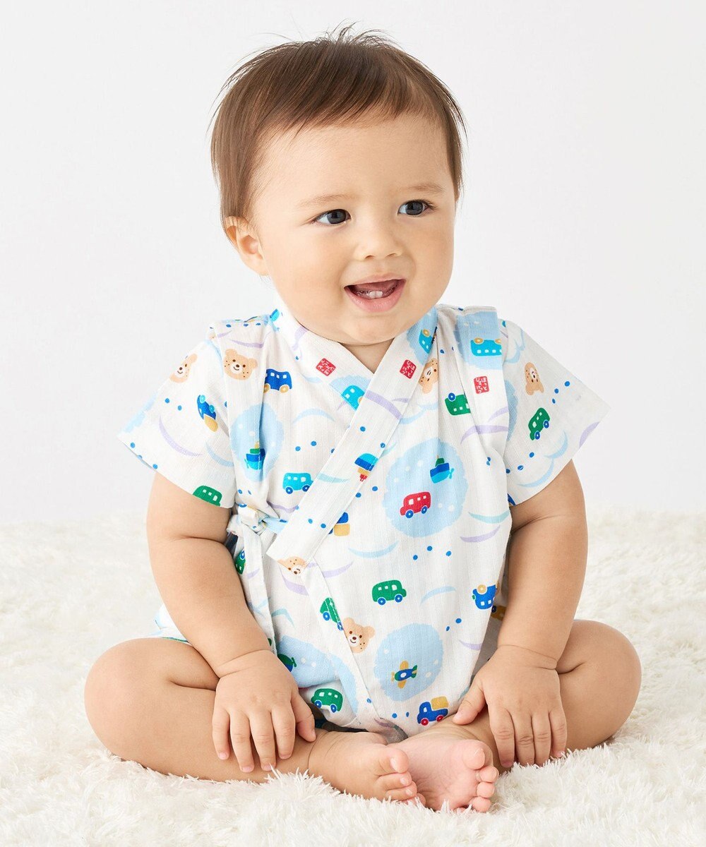 MIKI HOUSE HOT BISCUITS 【60-80cm】総柄 甚平オール 