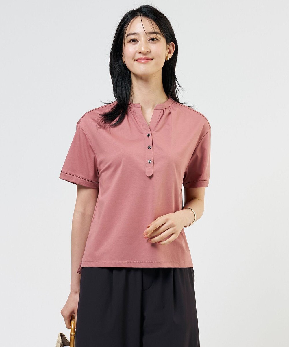 J.PRESS LADIES L プレーティングジャージー バンドカラー カットソー 