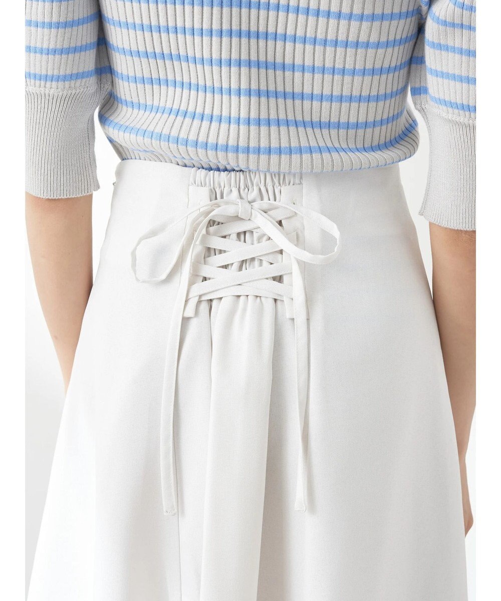 earth music&ecology アシメペプラムフレアバックレースミディ丈スカート 