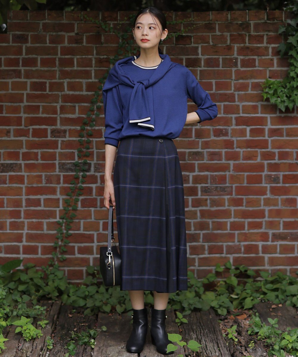 J.PRESS LADIES 【洗える】テトロンレーヨン/ウール milledタータン スカート 