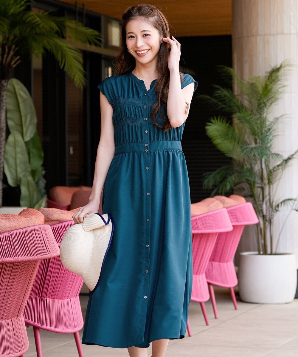 ANY SIS フロントボタンシャーリング ワンピース 