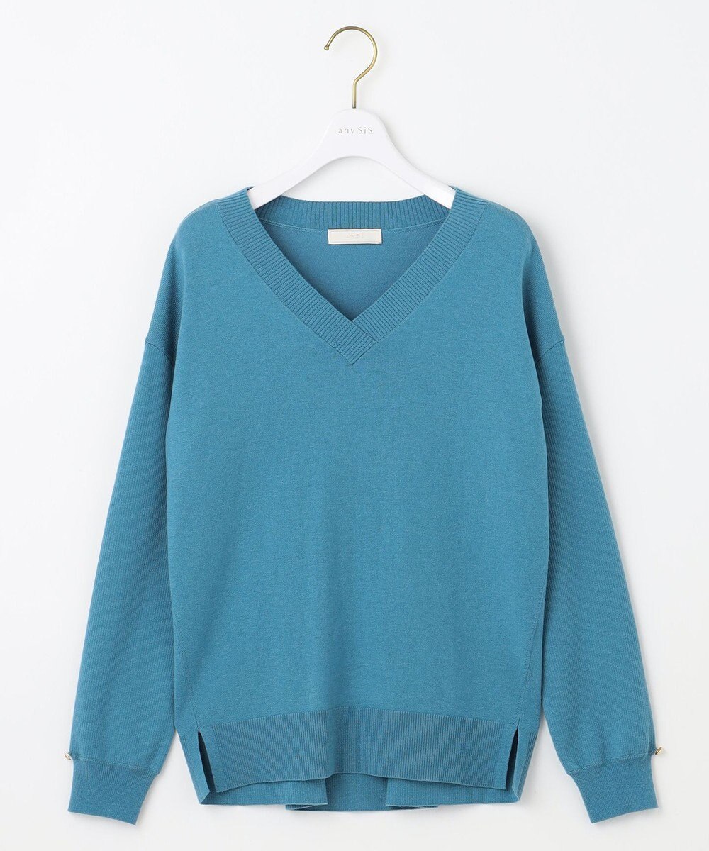 ANY SIS 【ウールブレンドシリーズ】フロント切替Vネック ニット 