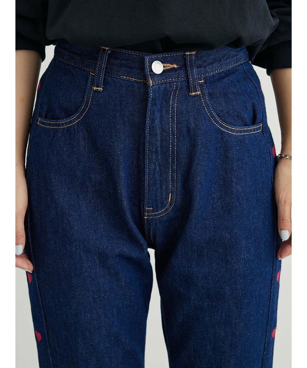 Green Parks ・Ｄｏｕｂｌｅ　Ｆｌａｇｓ　ハート刺繍フレアデニム 