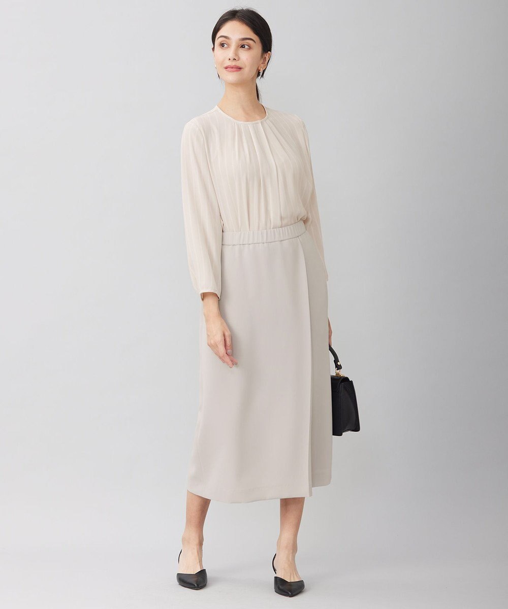 自由区 【洗える】バックサテンアムンゼンストライプ ブラウス 