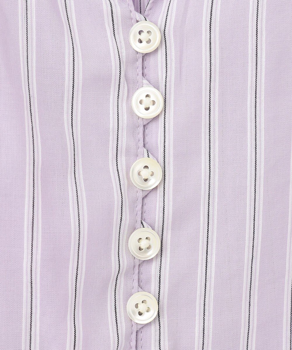 J.PRESS LADIES 【洗える】綿キュプラコードストライプ キーネック ブラウス 