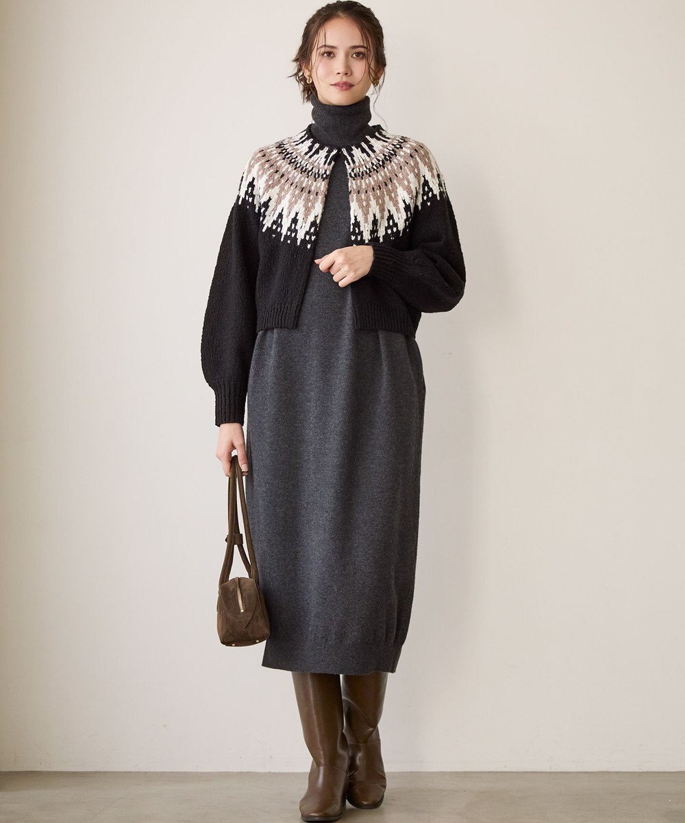 23区 S 【洗える】カシミヤブレンド タートルネック ニットワンピース 