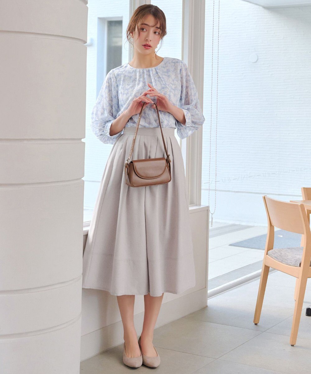 Tiaclasse L 水彩花柄シフォンブラウス 