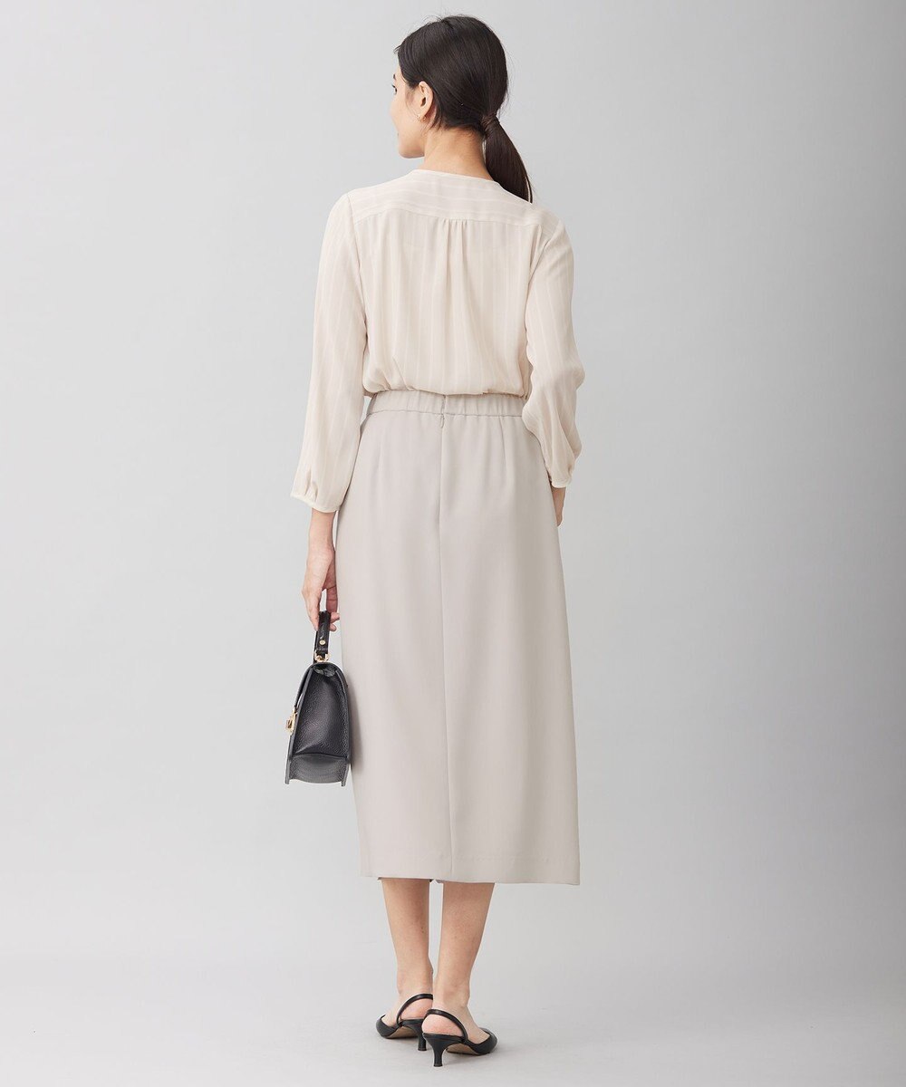 自由区 【洗える】バックサテンアムンゼンストライプ ブラウス 