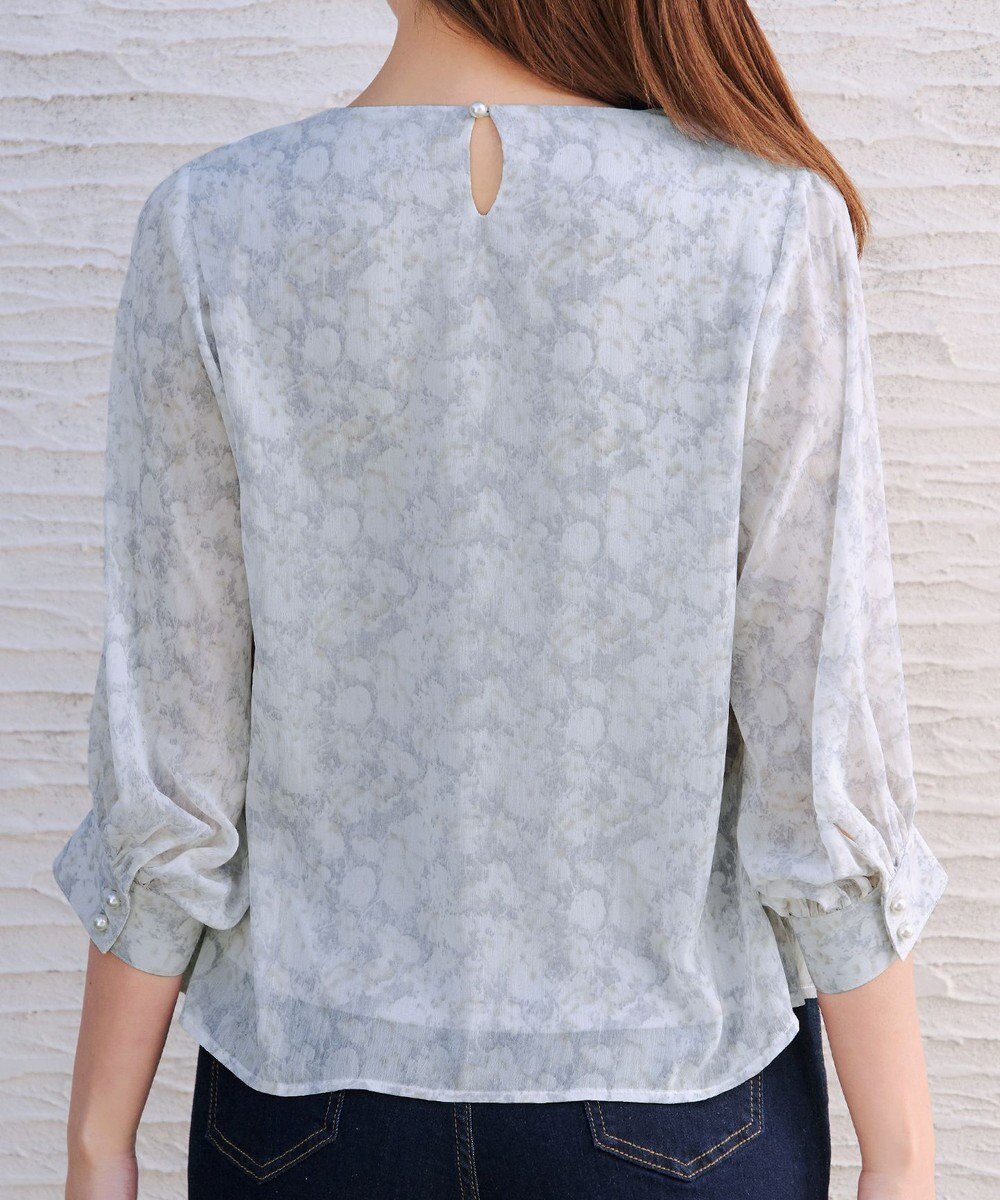 Tiaclasse L 水彩花柄シフォンブラウス 