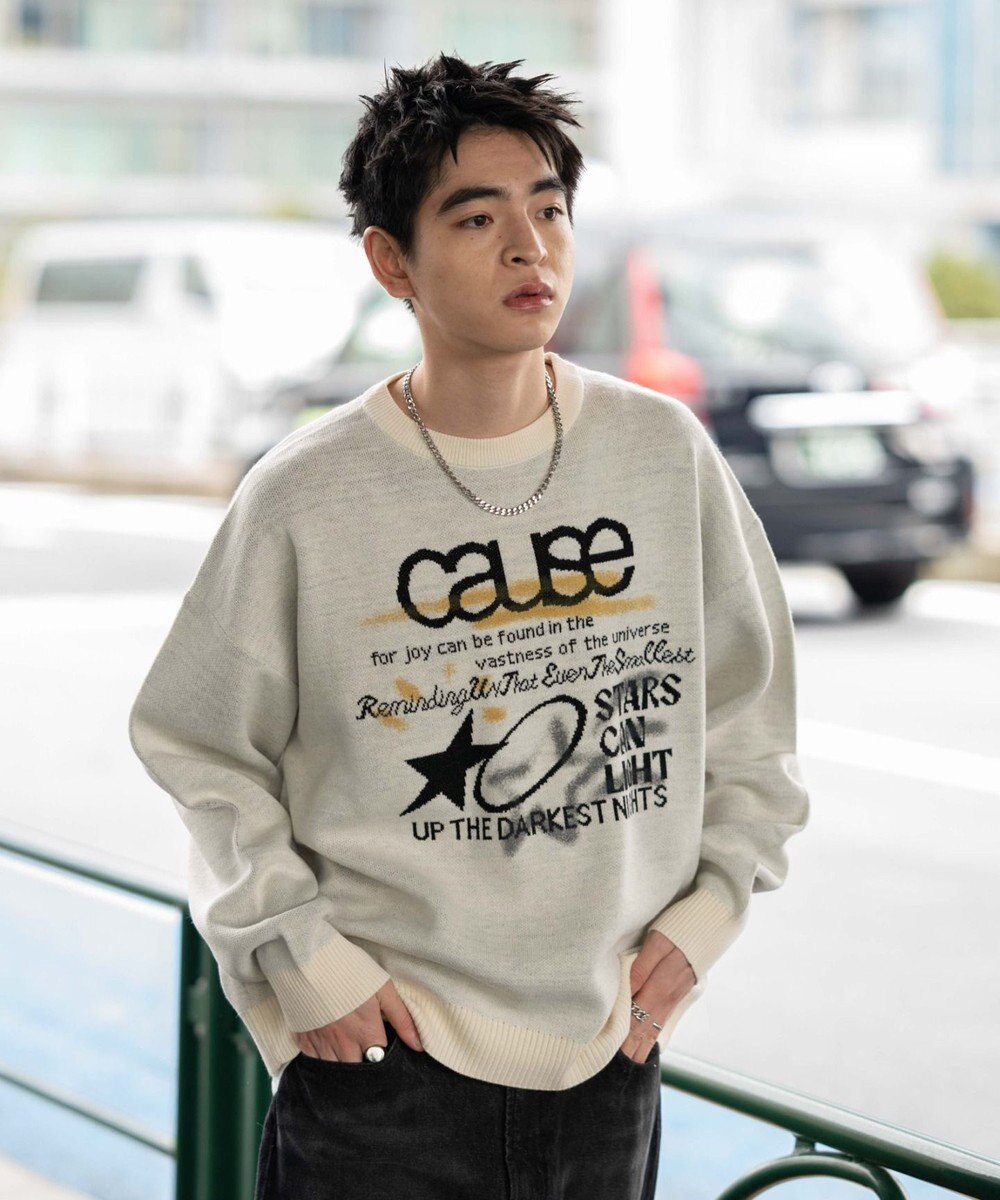 WEGO スプレーグラフィックニットプルオーバー 