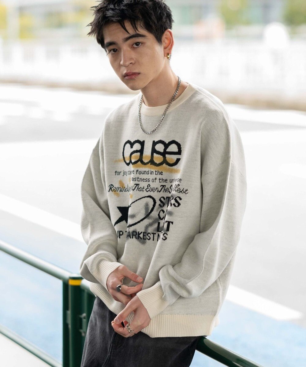 WEGO スプレーグラフィックニットプルオーバー 