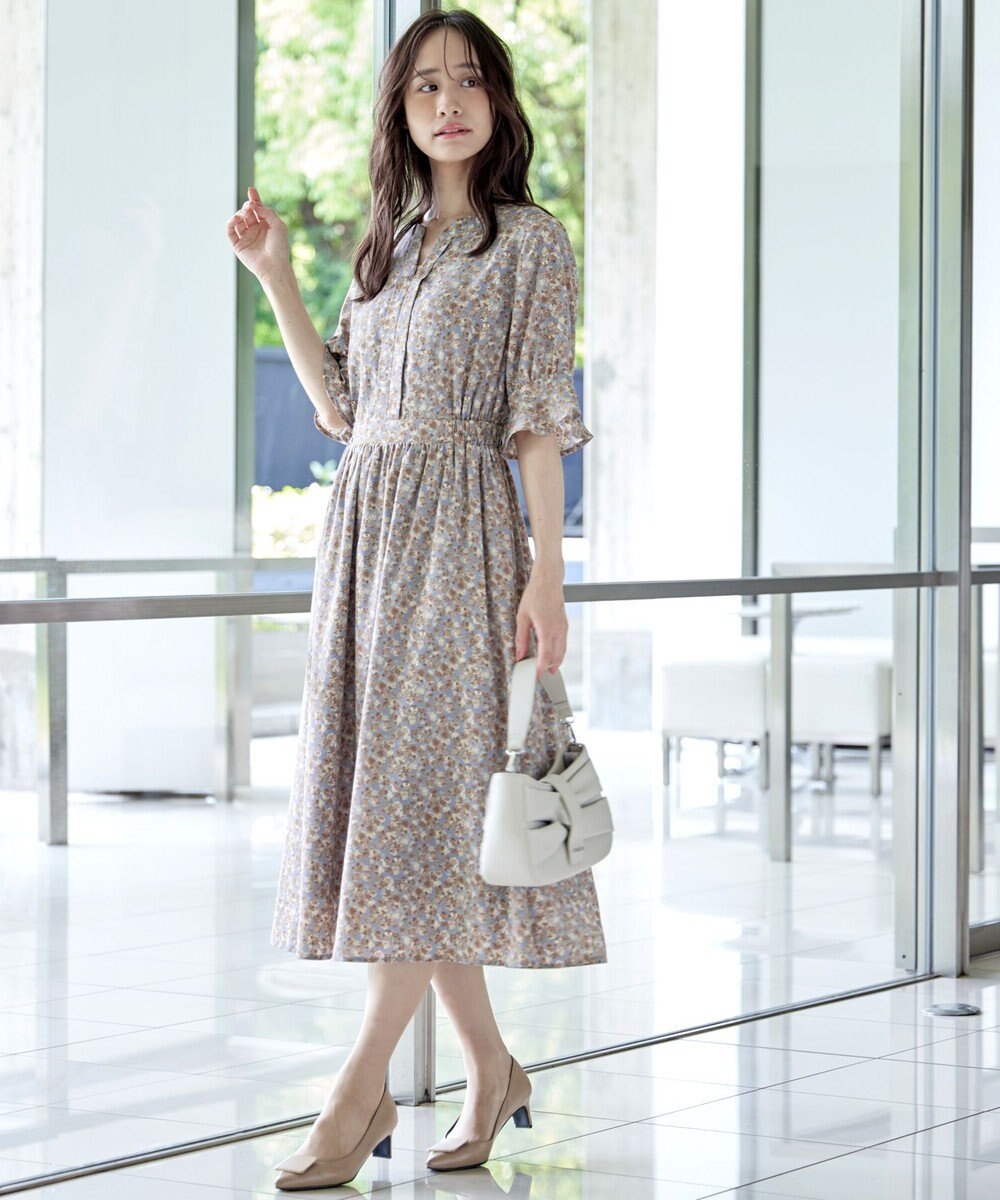 Tiaclasse 【洗える】キャンディースリーブ花柄ワンピース 