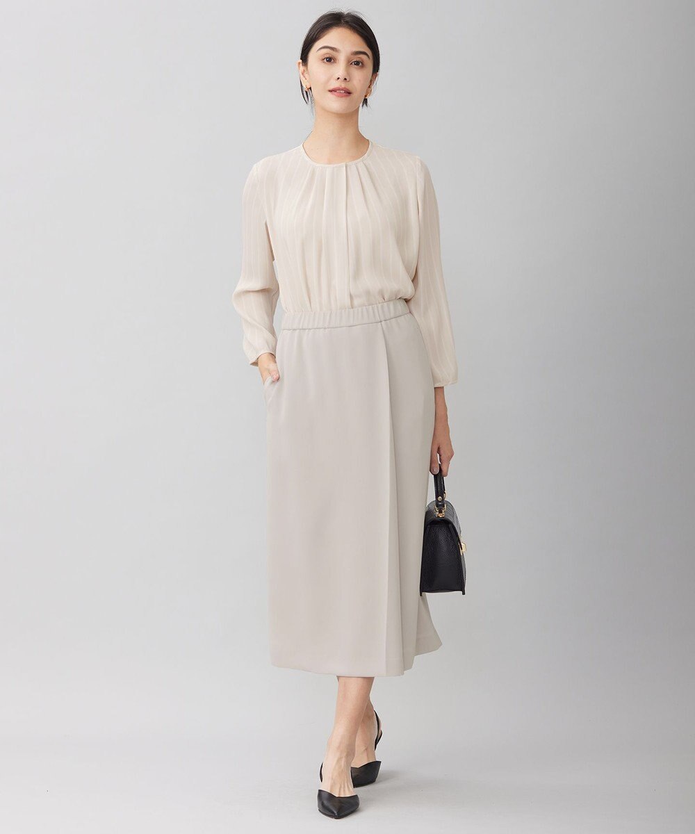 自由区 【洗える】バックサテンアムンゼンストライプ ブラウス 