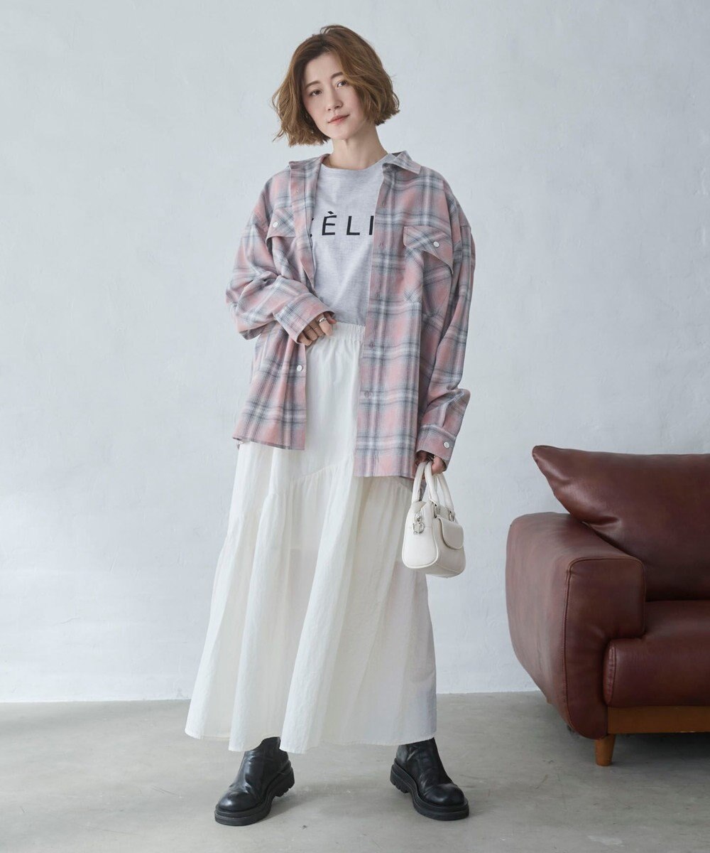 WEGO 【ユニセックス着用ITEM/SMLサイズ展開】オンブレチェックシャツ（LS） 