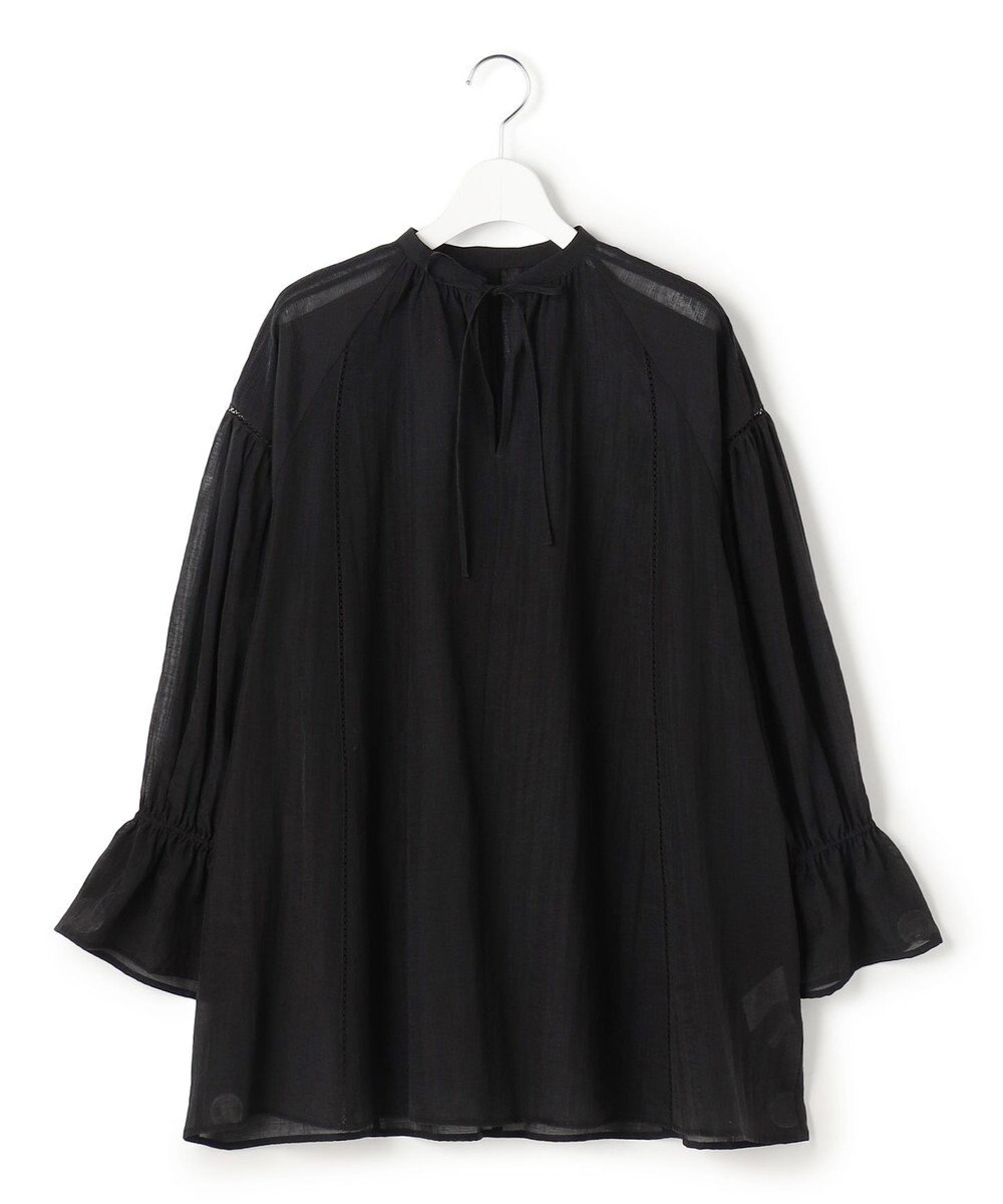 23区 【先行予約】リネンミックスシアースラブ ギャザーブラウス 