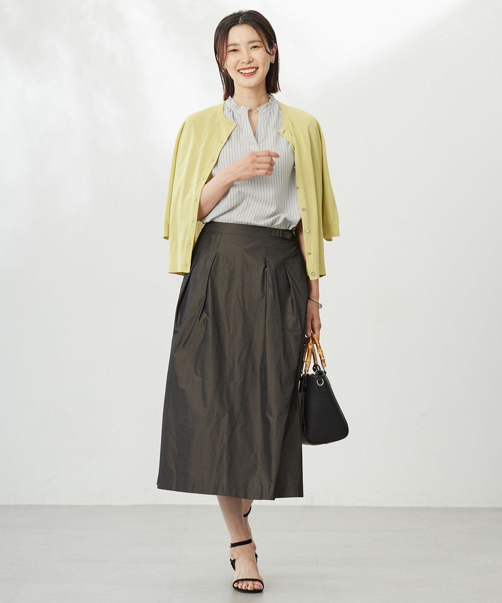 J.PRESS LADIES 【洗える・接触冷感】ドビー強撚ストライプ スキッパー ブラウス 