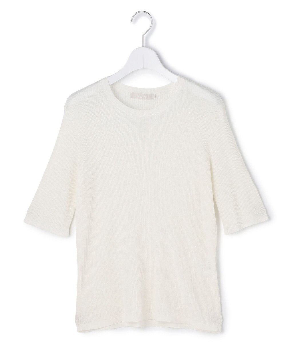 ICB L 【先行予約】 リネンブレンドシアー クルーネックリブニット 