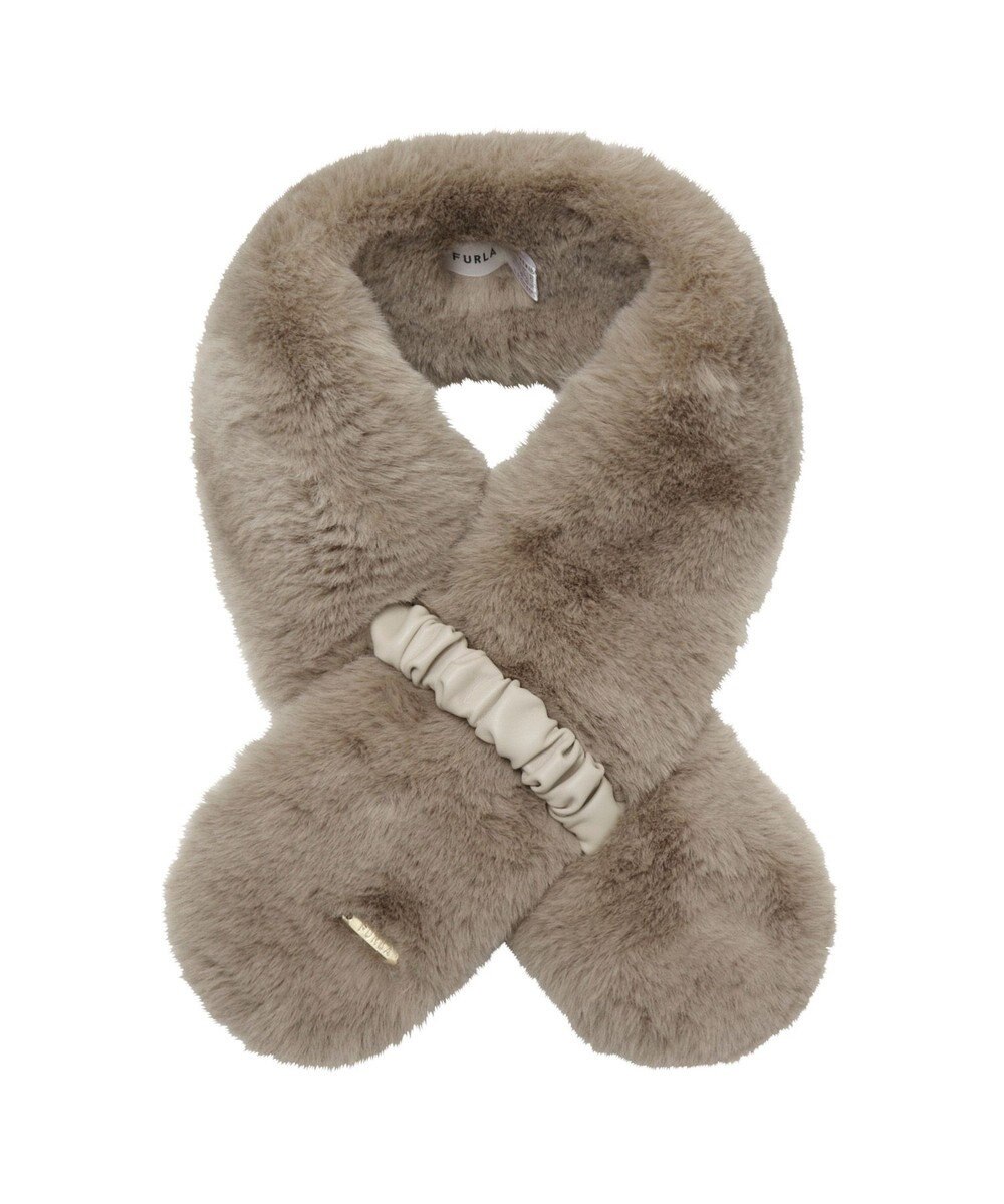 MOONBAT FURLA フェイクファーくしゅくしゅリボンマフラー 