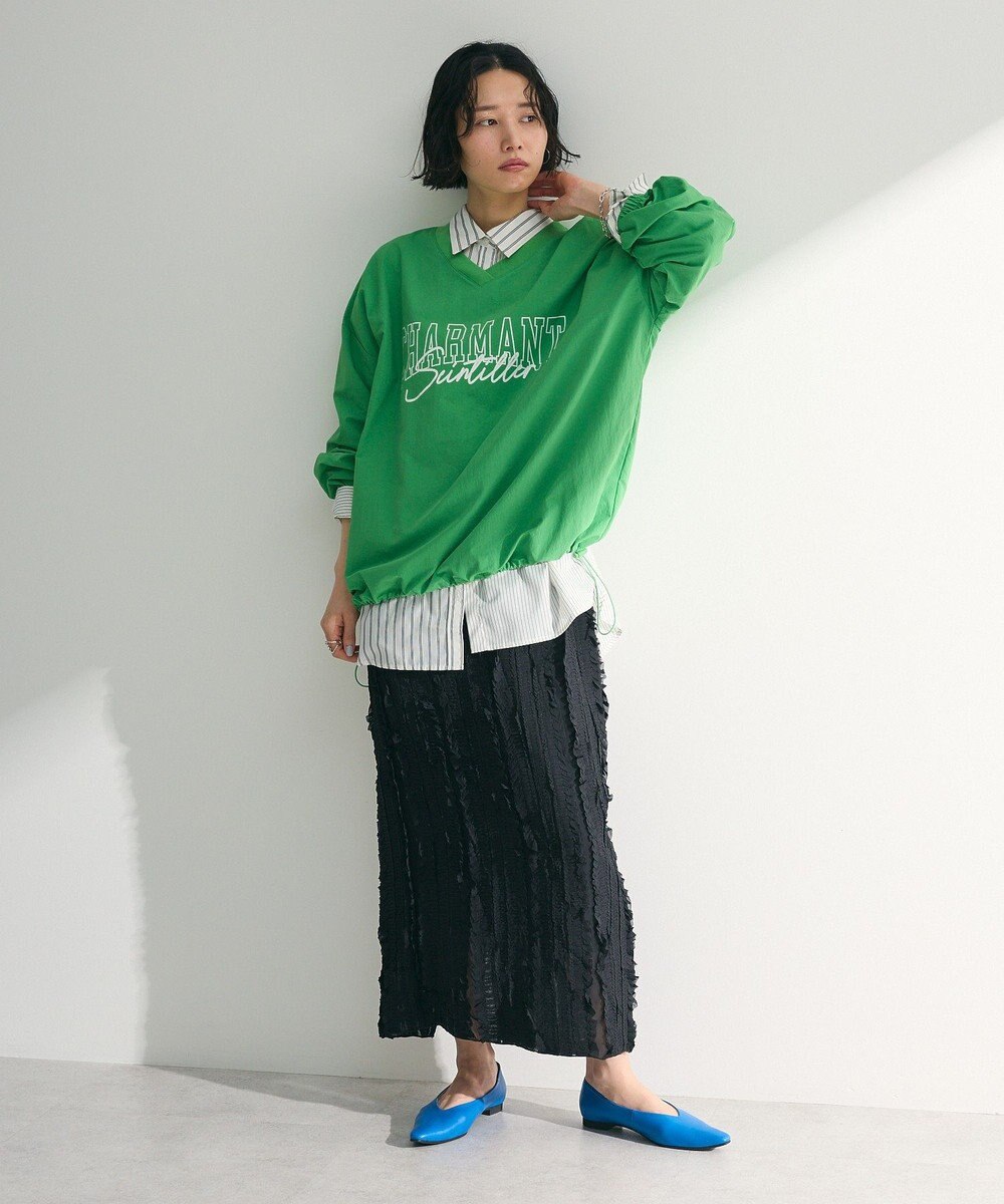 Green Parks ナイロンロゴＶネックプルオーバー 