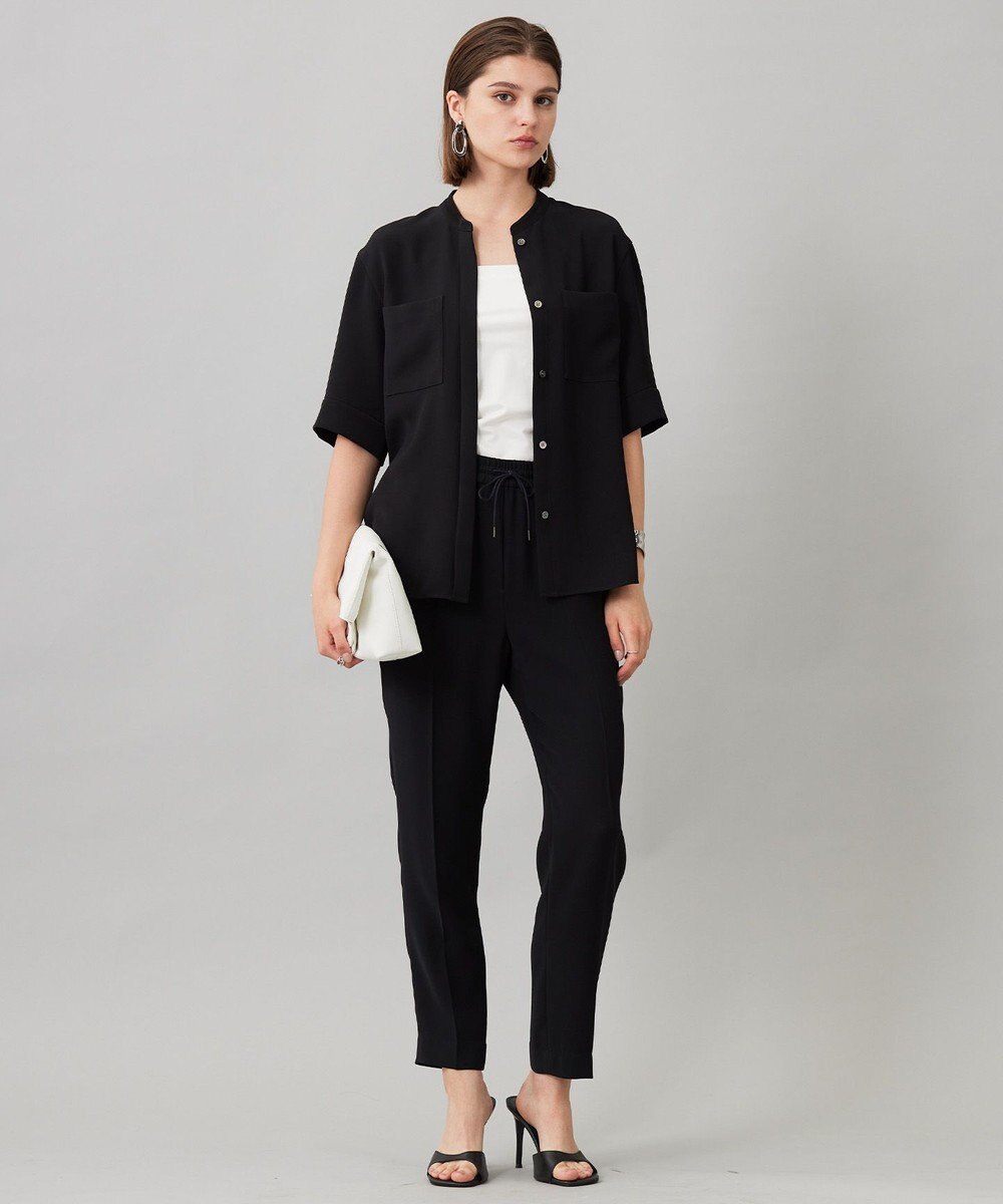 ICB 【UVカット・防シワ・洗える】ライトダブルクロス バンドカラーブラウス 