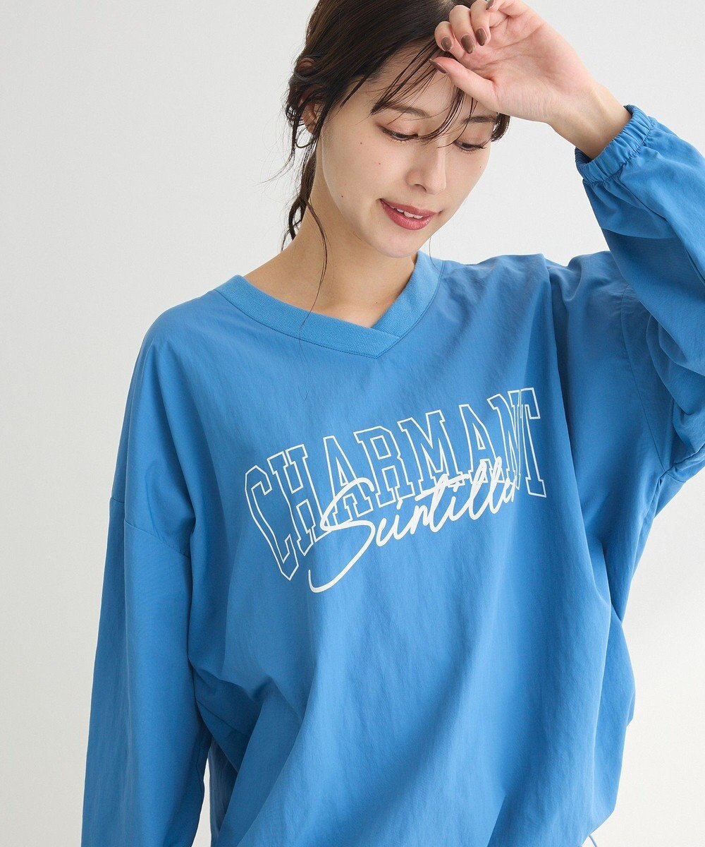 Green Parks ナイロンロゴＶネックプルオーバー 